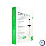 علبة كرتونية خضراء وبيضاء لحقن دواء سيمزيا 200 mg / 1 ml Cimzia المتاحة للشحن الطبي الموثوق في السعودية والرياض.