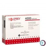 علبة كرتونية بيضاء ومحاقن معبأة مسبقاً لدواء ابريكس 4000 IU Eprex المتاحة للشحن الطبي الموثوق من صيدلية اونكولوجيست في السعودية والرياض.