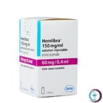 علبة كرتونية بيضاء وبنفسجية وقارورة دواء هيمليبرا 60 mg / 0.4 ml Hemlibra المتاحة للشحن الطبي الموثوق في السعودية والرياض.