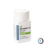 علبة بلاستيكية بيضاء لكبسولات دواء ابرانس 125 mg Ibrance المتاحة للشحن الطبي الموثوق من صيدلية اونكولوجيست في السعودية والرياض.