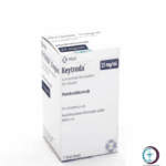 علبة كرتونية بيضاء وقارورة محلول دواء كيترودا 25 mg / ml Keytruda المتاحة للشحن الطبي الموثوق في السعودية والرياض.