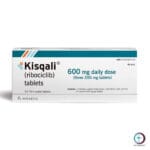 علبة كرتونية بيضاء بأشرطة خضراء لأقراص كيسكالي 200 mg Kisqali المتاحة للشحن الطبي الموثوق في السعودية والرياض.