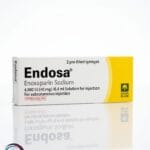 علبة كرتونية بيضاء وصفراء لحقن إندوسا 40 mg المتاحة للشحن الطبي الموثوق في السعودية والرياض.