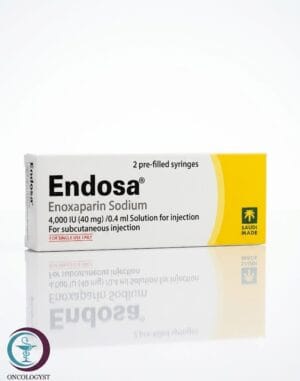علبة كرتونية بيضاء وصفراء لحقن إندوسا 40 mg المتاحة للشحن الطبي الموثوق في السعودية والرياض.