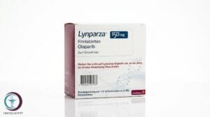 علبة كرتونية بيضاء ورمادية لأقراص لينبارزا 150 mg المتاحة للشحن الطبي الموثوق في السعودية والرياض.
