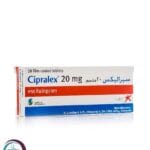 علبة كرتونية بيضاء وحمراء لأقراص سيبرالكس 20 mg المتاحة للشحن الطبي الموثوق في السعودية والرياض.
