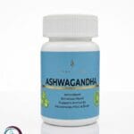 زجاجة بلاستيكية بيضاء بحجم مناسب لكبسولات الأشواغاندا Ashwagandha المتاحة للشحن الطبي الموثوق في السعودية والرياض.