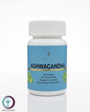 زجاجة بلاستيكية بيضاء بحجم مناسب لكبسولات الأشواغاندا Ashwagandha المتاحة للشحن الطبي الموثوق في السعودية والرياض.