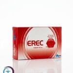 علبة كرتونية حمراء وبيضاء لأقراص إيريك 100 mg المتاحة للشحن الطبي الموثوق في السعودية والرياض.