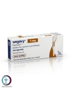 علبة كرتونية وقلم مسبق التعبئة باللون البني والأبيض لدواء ويجوفي 1 mg Wegovy المتاح للشحن الطبي الموثوق في السعودية والرياض.