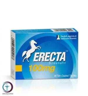 علبة كرتونية بيضاء وزرقاء عليها صورة حصان لأقراص إيريكتا 100 mg المتاحة للشحن الطبي الموثوق في السعودية والرياض.