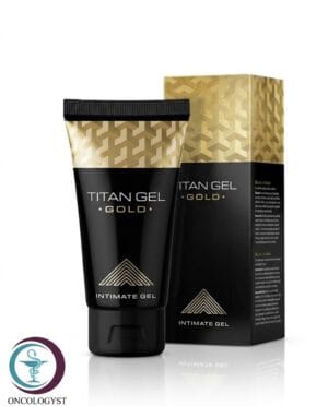 عبوة كرتونية وأنبوب باللونين الأسود والذهبي لتيتان جل جولد Titan Gel Gold المتاح للشحن الطبي الموثوق في السعودية والرياض.