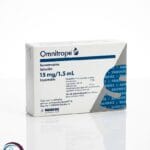 علبة كرتونية بيضاء وزرقاء لحقن أومنيتروب 15 mg/1.5 mL المتاحة للشحن الطبي الموثوق في السعودية والرياض.