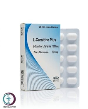 علبة كرتونية بيضاء وزرقاء لأقراص ال-كارنيتين بلس L-Carnitine Plus المتاحة للشحن الطبي الموثوق في السعودية والرياض.