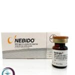 علبة كرتونية وقارورة زجاجية لحقن نيبيدو 1000 mg/4 ml المتاحة للشحن الطبي الموثوق في السعودية والرياض.