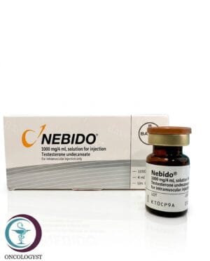 علبة كرتونية وقارورة زجاجية لحقن نيبيدو 1000 mg/4 ml المتاحة للشحن الطبي الموثوق في السعودية والرياض.