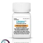 عبوة بيضاء بلاستيكية لكبسولات لينزيس 145 mcg Linzess المتاحة للشحن الطبي الموثوق من صيدلية اونكولوجيست في السعودية والرياض.