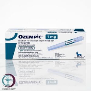 علبة كرتونية وقلم حقن أسبوعي لدواء اوزمبيك 1 mg Ozempic المتاح للشحن الطبي الموثوق من صيدلية اونكولوجيست في السعودية والرياض.