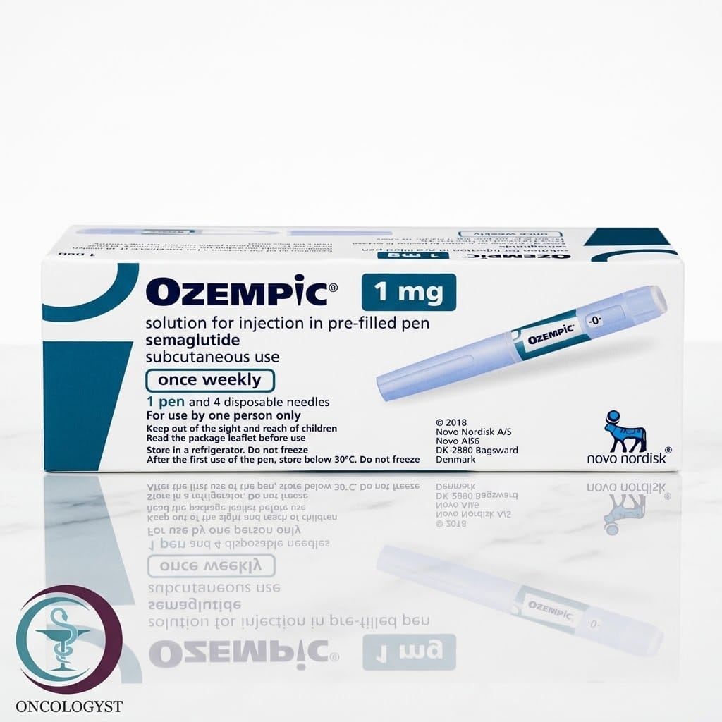 f166e77b-f2c8-46f2-a277-da2702ae7785 علبة كرتونية وقلم حقن أسبوعي لدواء اوزمبيك 1 mg Ozempic المتاح للشحن الطبي الموثوق من صيدلية اونكولوجيست في السعودية والرياض.