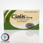 علبة كرتونية باللونين الأخضر والأصفر لأقراص سيالس 20 mg Cialis من شركة ليلي بعدد 4 أقراص المتاحة للشحن في السعودية والرياض
