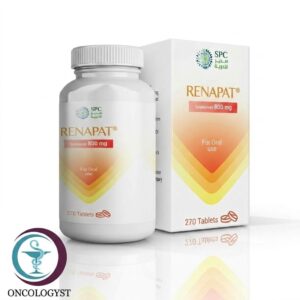 علبة كرتونية بيضاء وعبوة بلاستيكية لأقراص رينابات 800 mg Renapat من شركة سدير بعدد 270 قرصًا للشحن في السعودية والرياض[cite: 41].