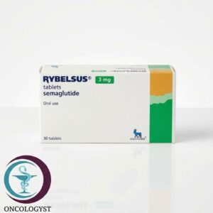 علبة كرتونية بيضاء وشريط أخضر لأقراص دواء ريبلسوس 3 mg Rybelsus من شركة نوفو نورديسك بعدد 30 قرصًا فمويًا للشحن في السعودية والرياض.