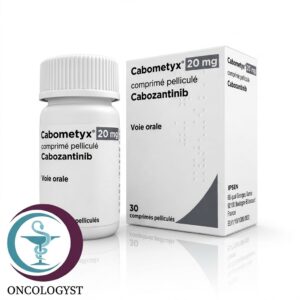 علبة كرتونية بيضاء وزرقاء وعبوة بلاستيكية لأقراص كابوميتيكس 20 mg Cabometyx من شركة إيبسن بعدد 30 قرصاً للشحن في السعودية والرياض[cite: 29].